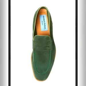 Modern Fiction Men's Green Suède Loafer Shoe NIB Sz 12